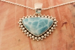 Artie Yellowhorse Genuine Larimar Sterling Silver Navajo Pendant